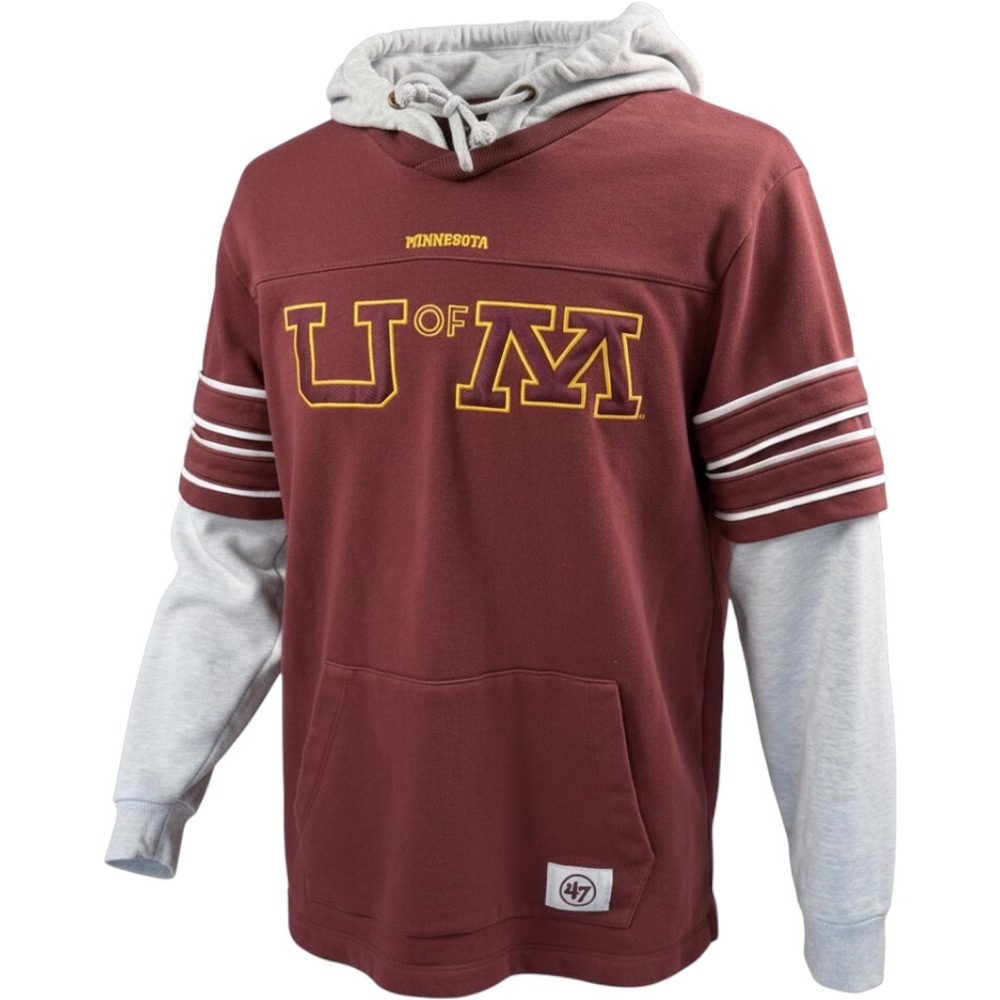 47 Brand Minnesota Golden Gophers Hoodie Mens Large Maroon VINTAGE Sweatshirt